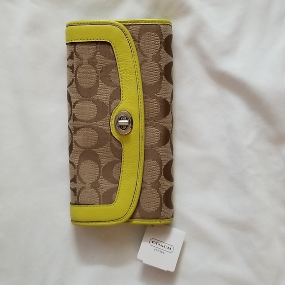 Coach Bags Coach Yellow Wallet F4965 Signature C Turnlock
